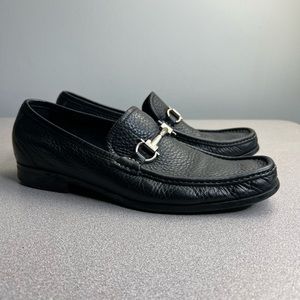 Salvatore Ferragamo Black Leather Slip On Loafers Size 8